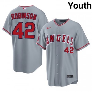Jackie Robinson #42 Angels Baseball Jersey | Authentic Youth Gray Sewn Edition 52650648