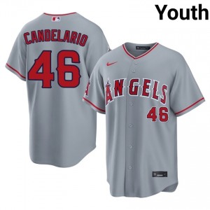 Jeimer Candelario #46 LA Angels Baseball Jersey | Iconic Youth Gray Stitched Edition 48966372
