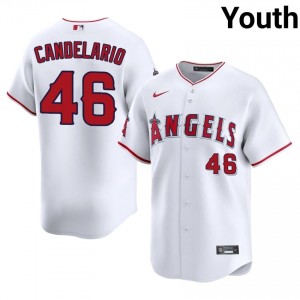 Los Angeles Angels Jeimer Candelario #46 White Youth Baseball Jersey | 2026 Season Authentic 45363305