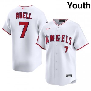 LAA Jo Adell #7 White Youth Baseball Jersey | 2026 Season Game 54574411