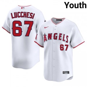 Los Angeles Angels Joey Lucchesi #67 White Youth Baseball Jersey | 2026 Season Durable 17828887