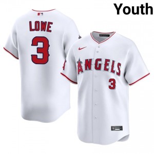 Los Angeles Angels Josh Lowe #3 White Youth Baseball Jersey | 2026 Season Iconic 89158454