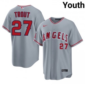 Mike Trout #27 Los Angeles Angels Baseball Jersey | Authentic Youth Gray Sewn Edition 76751833