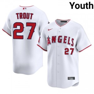 Angels Mike Trout #27 White Youth Baseball Jersey | 2026 Season Limited 53214017