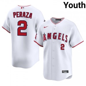 LA Angels Oswald Peraza #2 White Youth Baseball Jersey | 2026 Season Game-Day 42279488