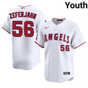 LA Angels Ryan Zeferjahn #56 White Youth Baseball Jersey | 2026 Season Officially Licensed 62495165