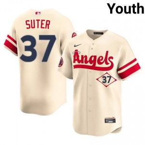 #37 Brent Suter MLB Youth City Connect Baseball Jersey | LA Angels Cream Fan Gear 46680839