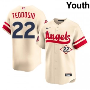 #22 Bryce Teodosio Pro-Grade Youth City Connect Baseball Jersey | Angels Cream Fan Gear 76925308