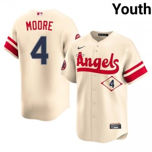 #4 Christian Moore Exclusive Youth City Connect Baseball Jersey | Angels Cream Fan Gear 13267533