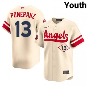 #13 Drew Pomeranz Pro-Grade Youth City Connect Baseball Jersey | Los Angeles Angels Cream Fan Gear 31657466