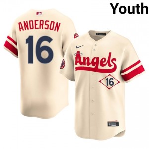 #16 Garret Anderson Durable Youth City Connect Baseball Jersey | Los Angeles Angels Cream Fan Gear 84120618
