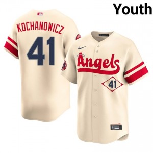 #41 Jack Kochanowicz Limited Youth City Connect Baseball Jersey | Angels Cream Fan Gear 55107306