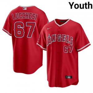 Red Joey Lucchesi #67 Angels Baseball Sewn Jersey | Genuine Youth Fit 13690716