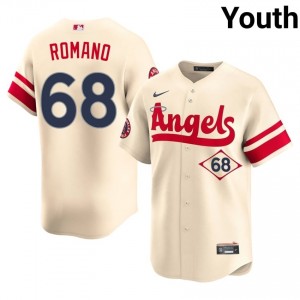 #68 Jordan Romano Official Youth City Connect Baseball Jersey | LAA Cream Fan Gear 20085267