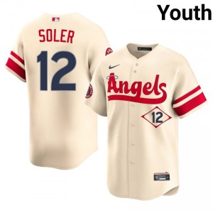 #12 Jorge Soler Professional Youth City Connect Baseball Jersey | Los Angeles Angels Cream Fan Gear 73476766