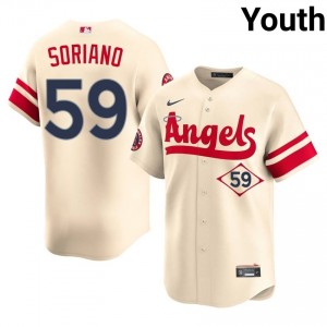 #59 Jose Soriano Classic Youth City Connect Baseball Jersey | Angels Cream Fan Gear 76338591