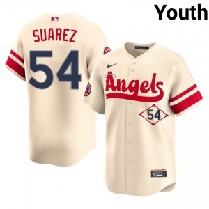 #54 Jose Suarez Pro-Grade Youth City Connect Baseball Jersey | LA Angels Cream Fan Gear 89504513
