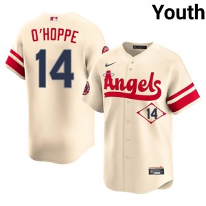 #14 Logan O'Hoppe Exclusive Youth City Connect Baseball Jersey | Los Angeles Angels Cream Fan Gear 99143919