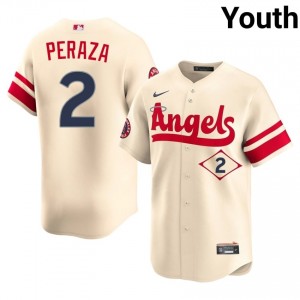 #2 Oswald Peraza Iconic Youth City Connect Baseball Jersey | Angels Cream Fan Gear 67481511