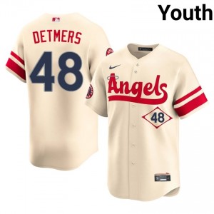#48 Reid Detmers Iconic Youth City Connect Baseball Jersey | Los Angeles Angels Cream Fan Gear 91876121