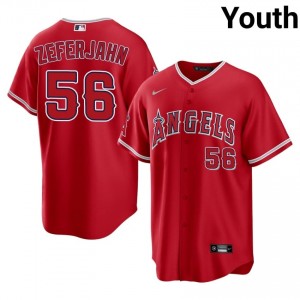 Red Ryan Zeferjahn #56 Los Angeles Angels Baseball Stitched Jersey | Iconic Youth Fit 99299371