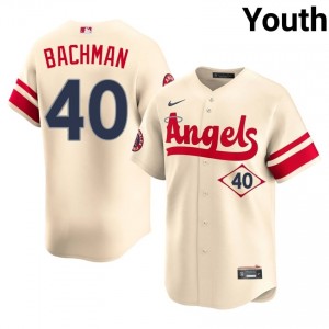#40 Sam Bachman Game Youth City Connect Baseball Jersey | LAA Cream Fan Gear 17246373