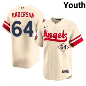 #64 Shaun Anderson Premium Youth City Connect Baseball Jersey | Los Angeles Angels Cream Fan Gear 11618087
