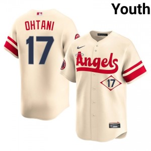 #17 Shohei Ohtani Game-Day Youth City Connect Baseball Jersey | Angels Cream Fan Gear 95117007