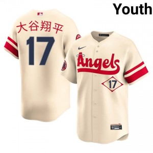 #17 Shohei Ohtani Premium Youth City Connect Baseball Jersey | LA Angels Cream Fan Gear 93128140