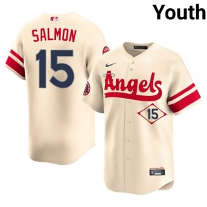 #15 Tim Salmon Iconic Youth City Connect Baseball Jersey | LAA Cream Fan Gear 67779823