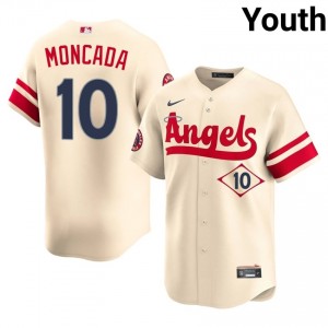 #10 Yoan Moncada Premium Youth City Connect Baseball Jersey | Angels Cream Fan Gear 17875449