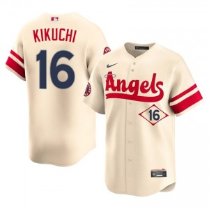 #16 Yusei Kikuchi Officially Licensed Men City Connect Baseball Jersey | LAA Cream Fan Gear 92226280
